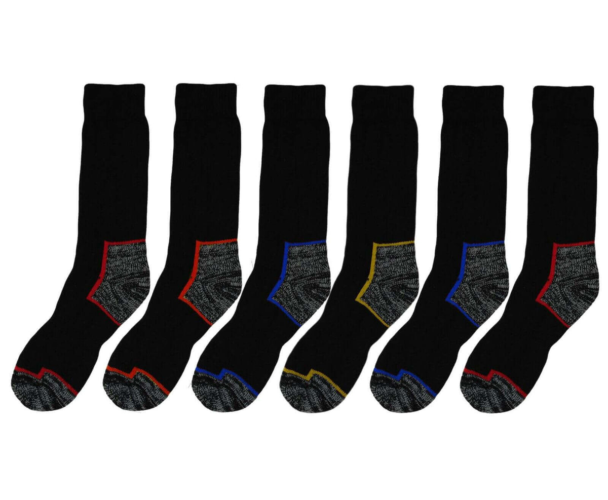 6 Pairs Mens Heavy Duty Work Socks Reinforced Heel and Toe Cushioned Anti-Blister Durable Construction Steel Toe Boot Sock UK 6-11 EUR 39-45 by Sock Stack