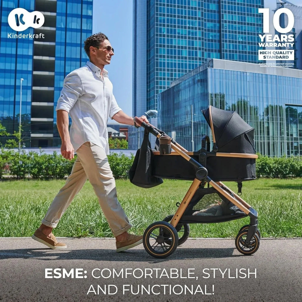 Kinderkraft Esme 3-in-1 Travel System with Mink Pro Car Seat - Sand Beige
