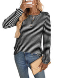 European And American Pineapple Grid Casual Button Round Neck T-shirt Knitted Long Sleeve