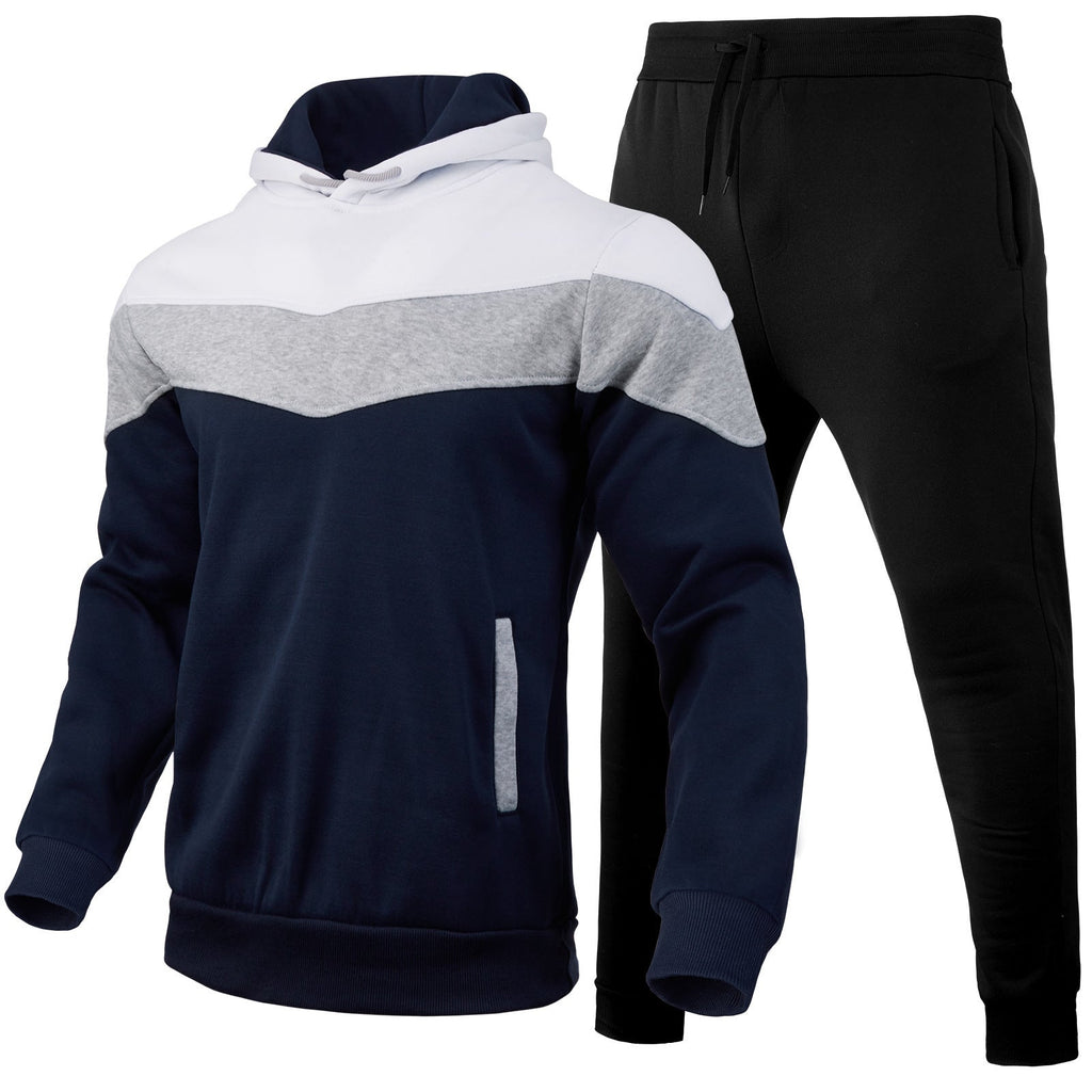 Men's Colour Matching Hoodie  Two-Pieces Sportswear Set