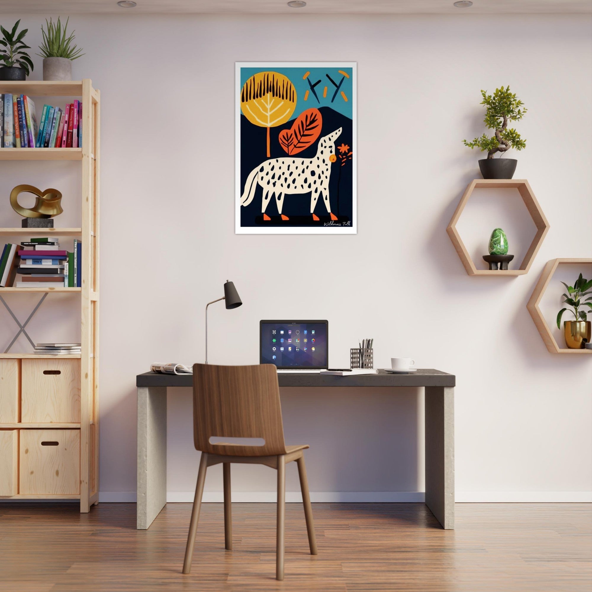 Stylish Folk Art Poster - Modern Animal Illustration - Scandinavian Wall Décor