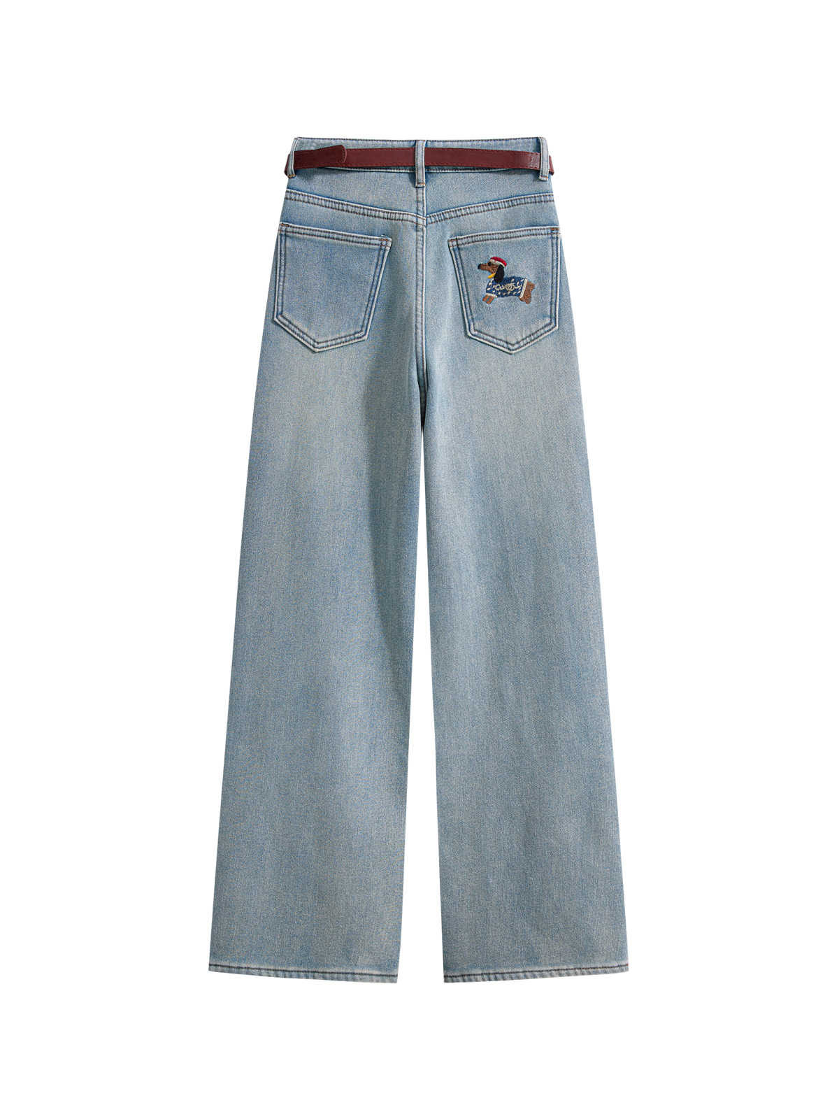 Women’s High Waist Fleece-lined Padded Wide Leg Jeans