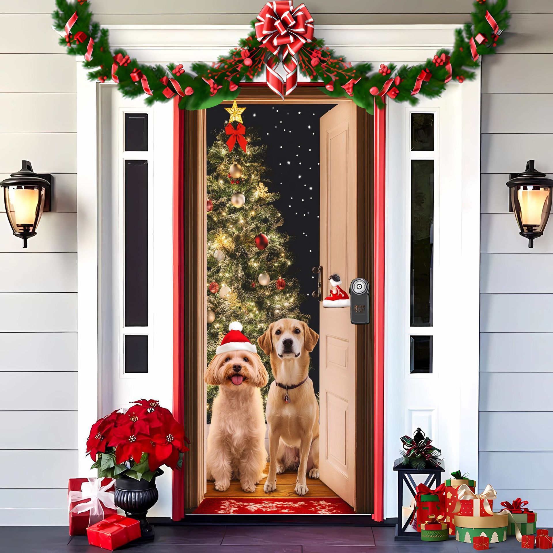 Christmas Curtain Decoration Hanging Cloth Background