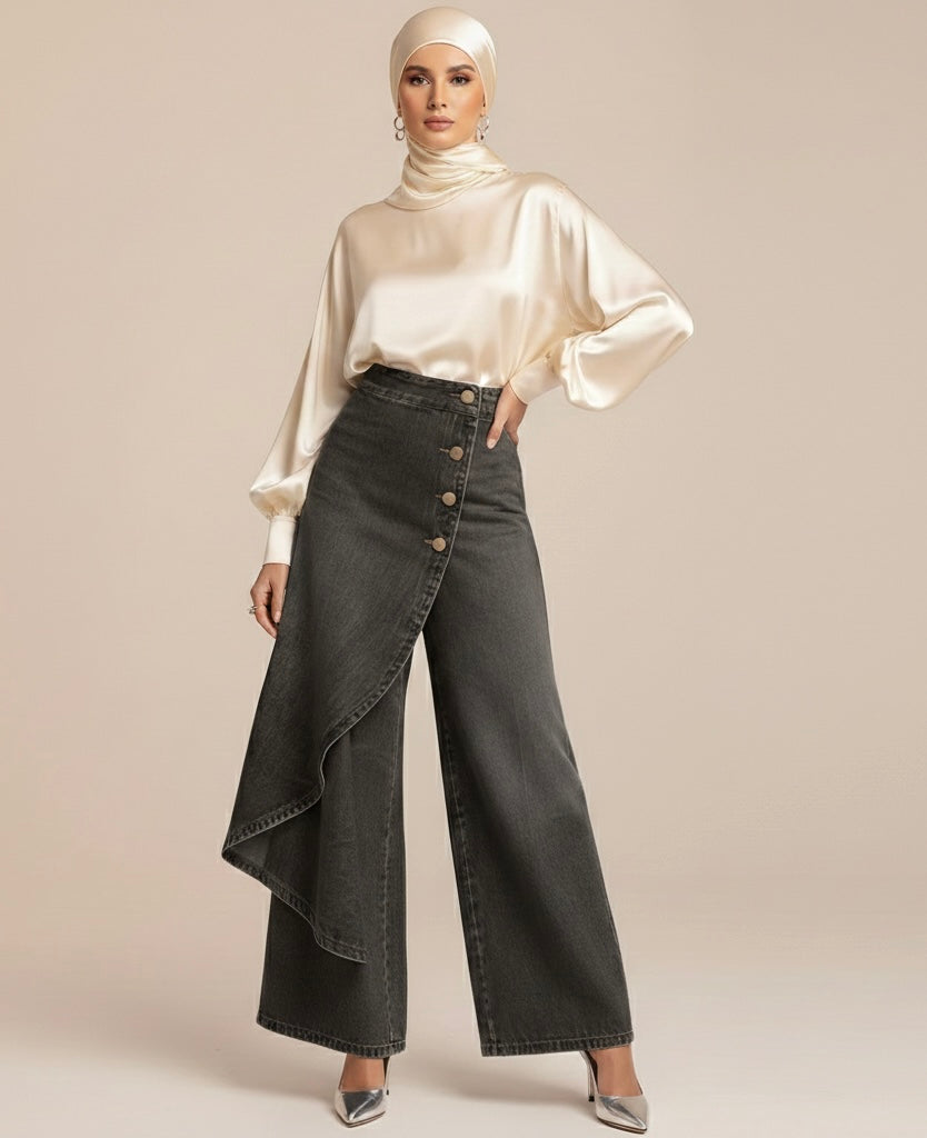 Women's Casual Denim-Style Pants | Premium Modest Fashion