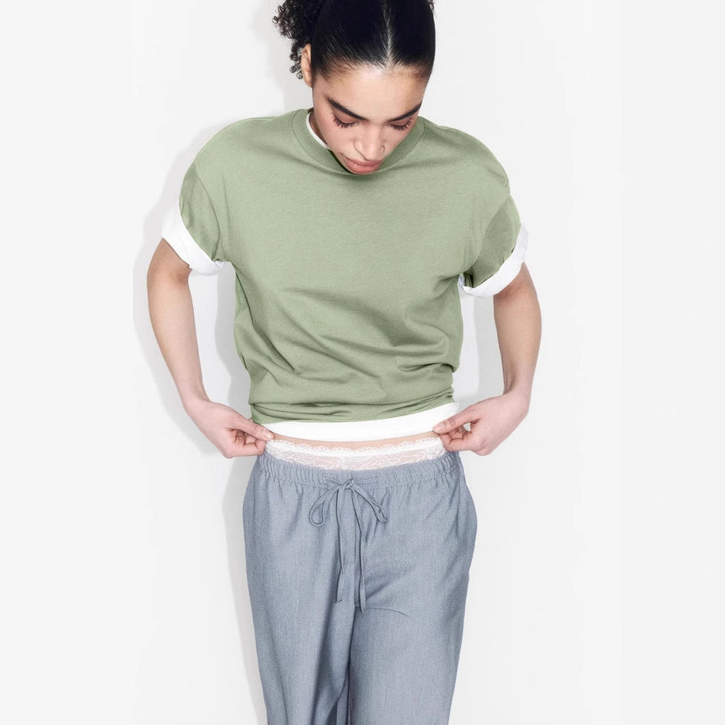 Arrival Cotton Crew-Neck Solid-Color Versatile T-Shirt
