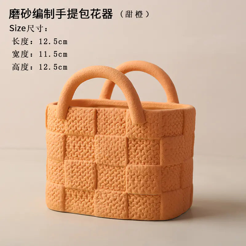 Ceramic Handbag Vase – Modern Morandi Style Tote Flower Pot