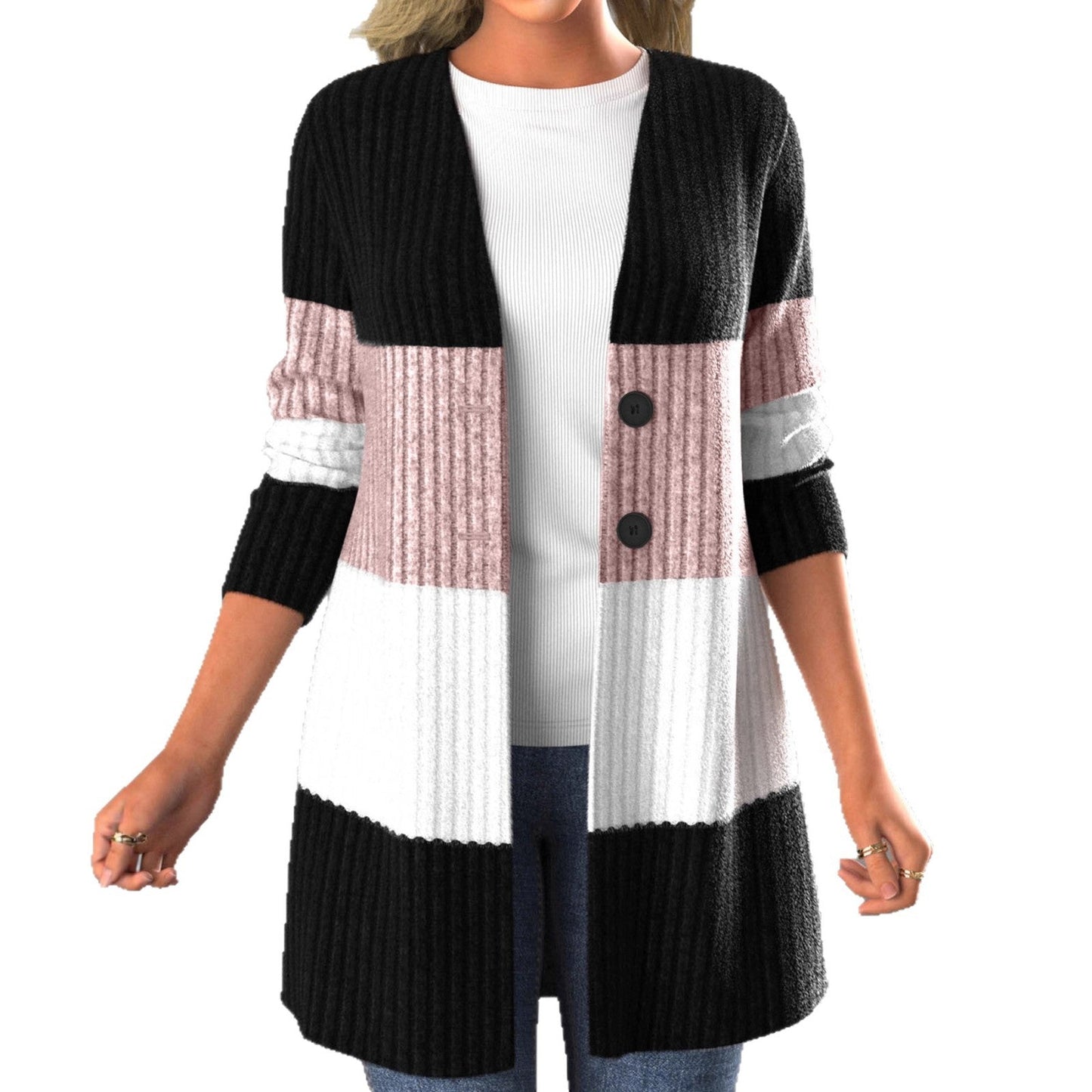 Women's Long-sleeve Striped Bohemian-style Jacket