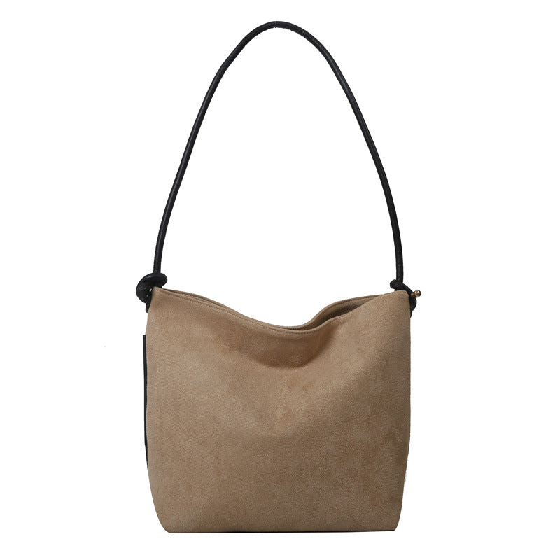 Large Capacity Frosted Suede Fashion Casual Shoulder Underarm Tote Handbag