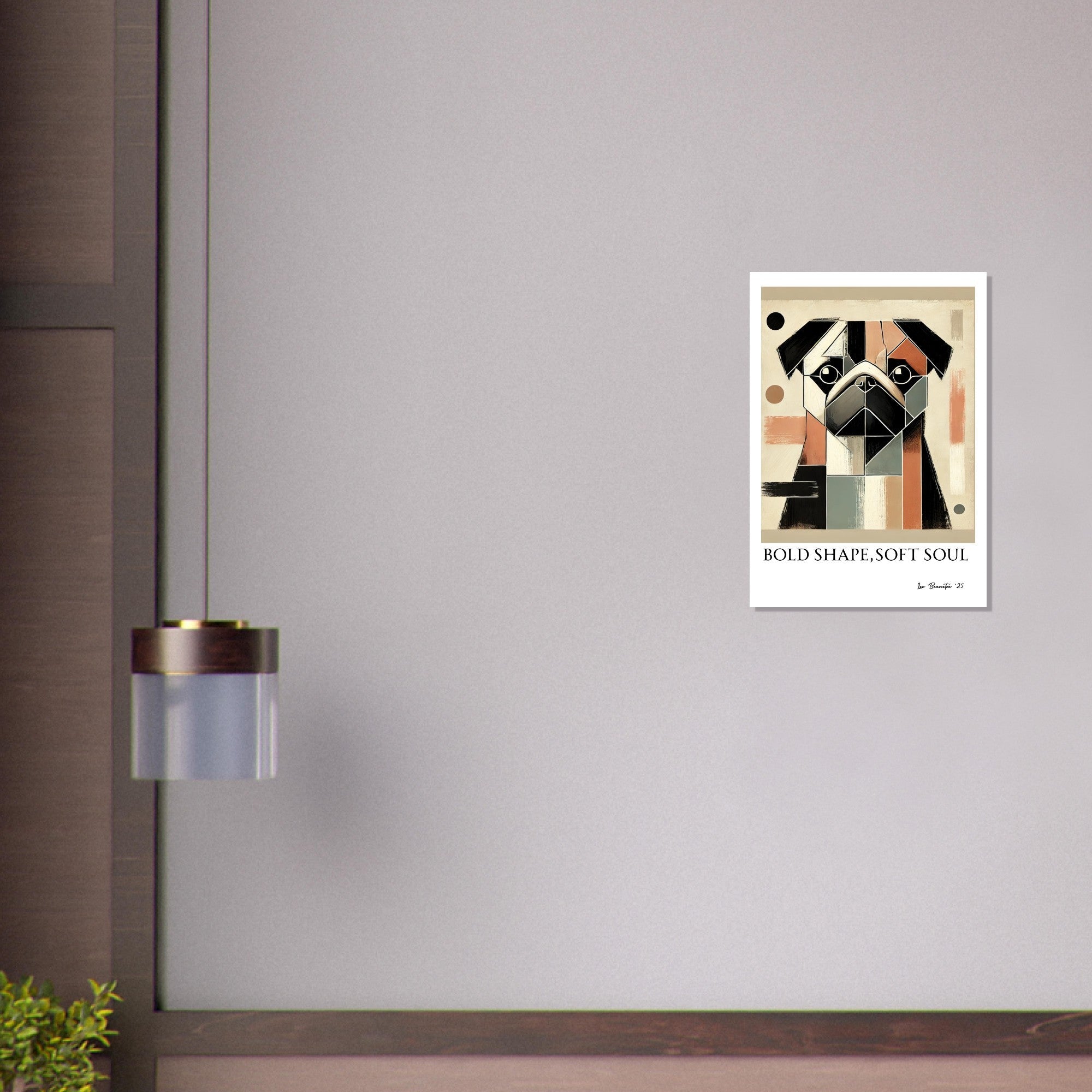 Modern Abstract Pug Poster – Geometric Dog Wall Art | “Bold Shape, Soft Soul”
