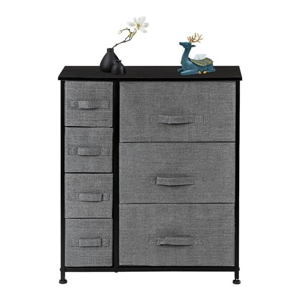 Dresser With 7 Drawers - Furniture Storage Tower Unit For Bedroom, Hallway, Closet, Office Organization - Steel Frame, Wood Top, Easy Pull Fabric Bins, Grey