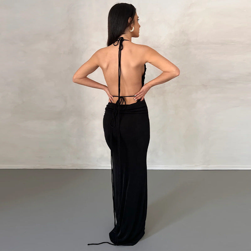 Women's Sexy Backless Slim Fit Lace Up Dress