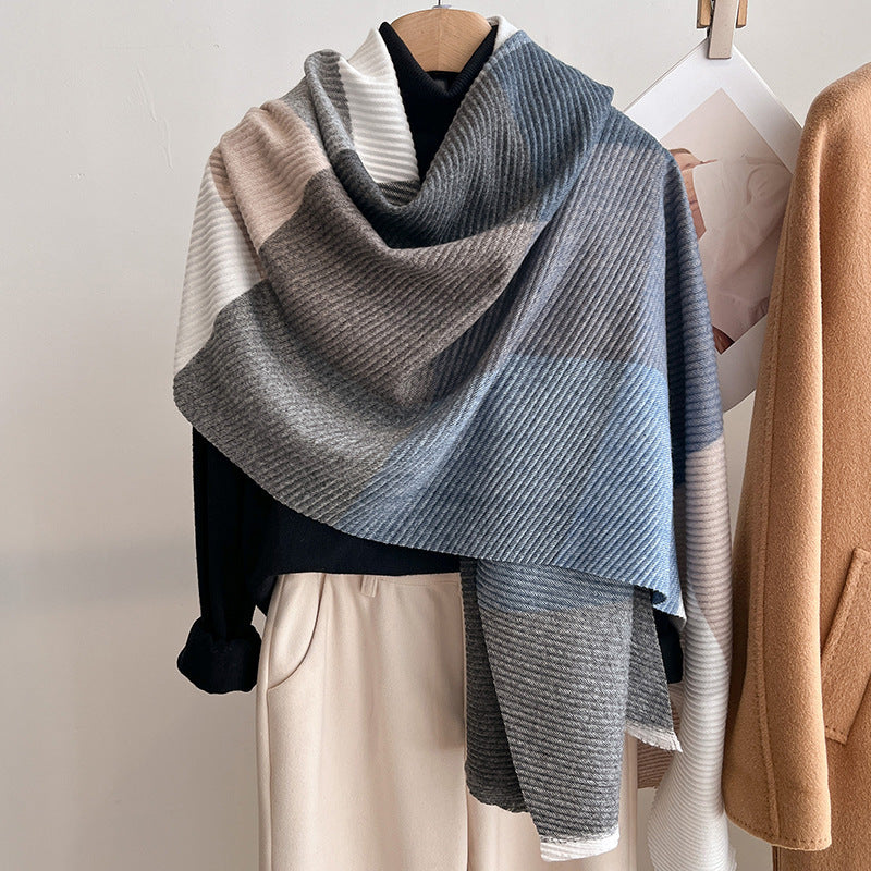 Women's Multicoloured Crinkled Cashmere All-Matching Shawl