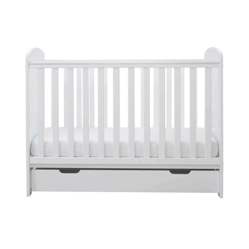 Ickle Bubba Coleby Mini Cot Bed & Under Drawer White - Premium Pocket Sprung Mattress