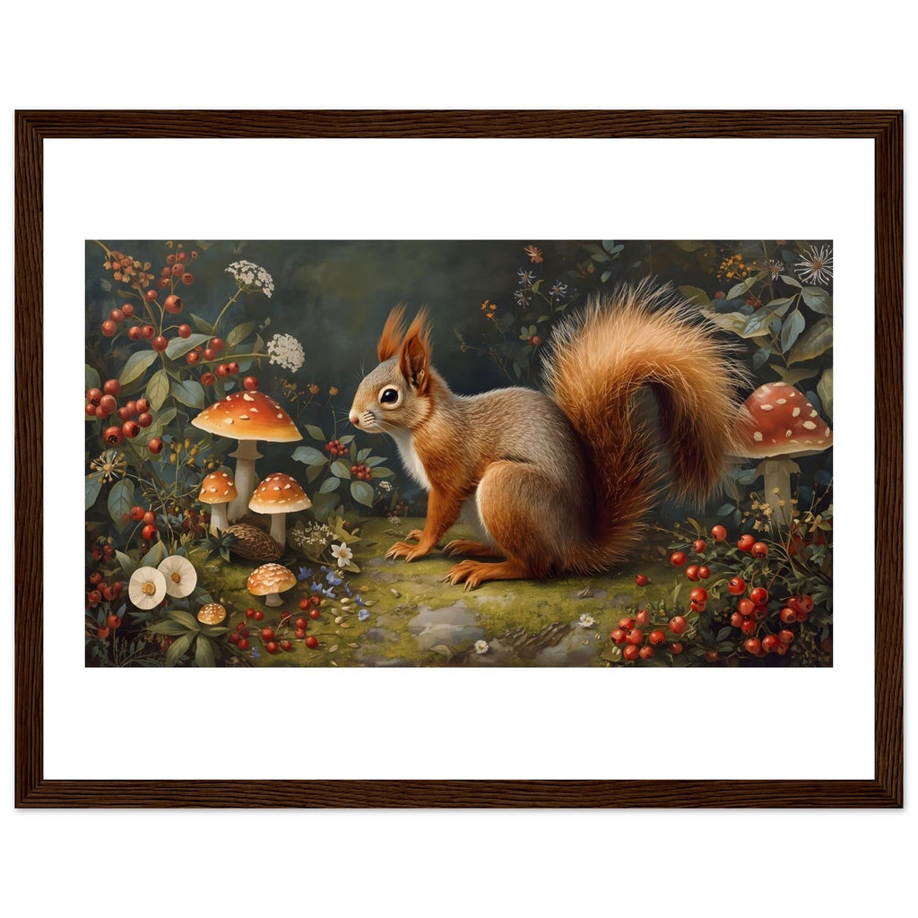 Woodland Squirrel Framed Print – Rustic Nature Wall Art