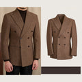 Men’s Tailored Wool-blend Herringbone Double-breasted Suit Jacket