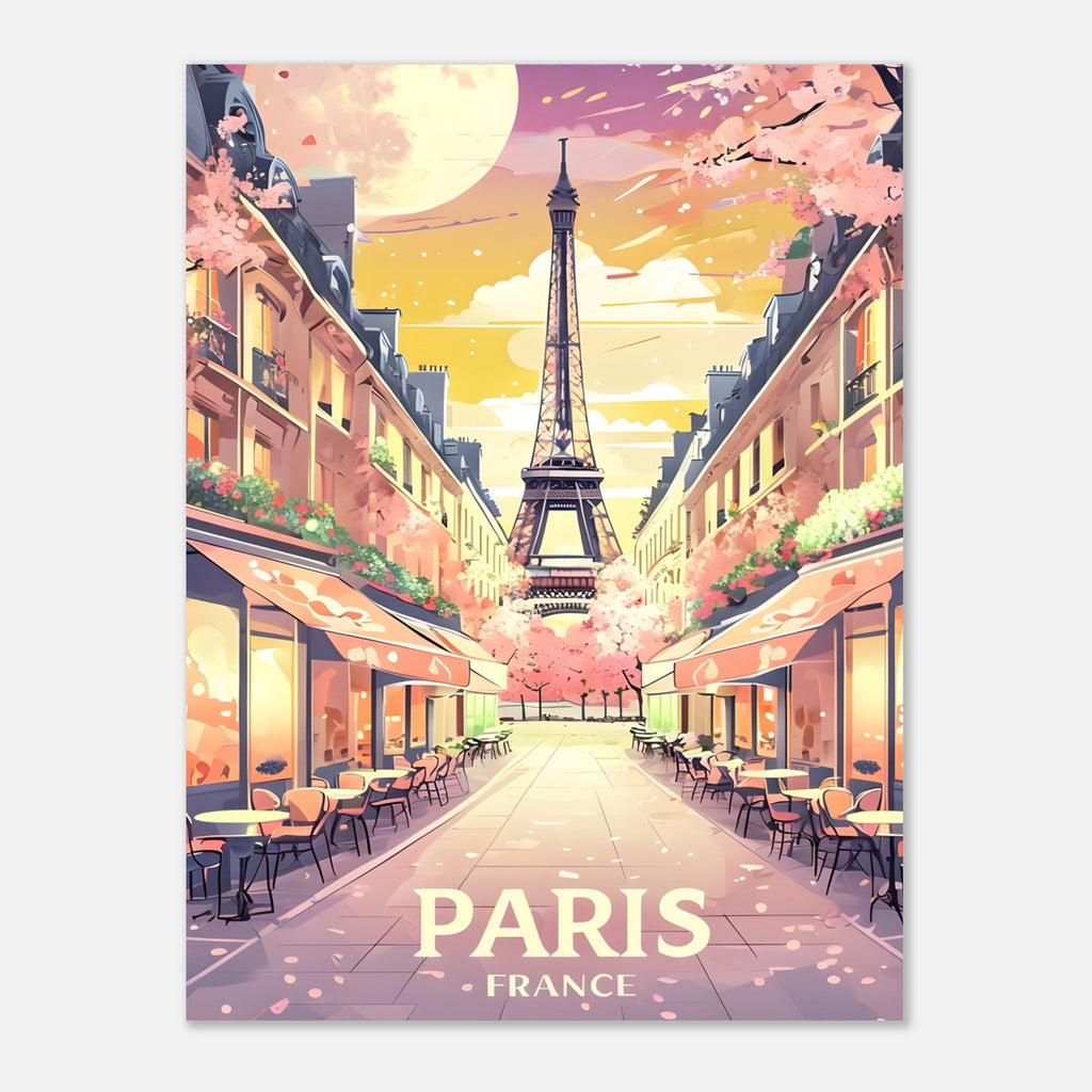 Paris Street Scene Wall Art - Eiffel Tower Sunset Print | Vibrant Parisian Cityscape Poster | Travel & Home Decor Gift