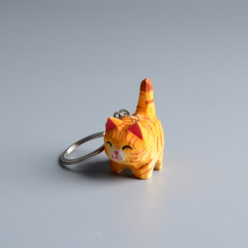 Handmade Wooden Cat Figurine - Artisan Carved Wood Cat Sculpture Home Decor Gift