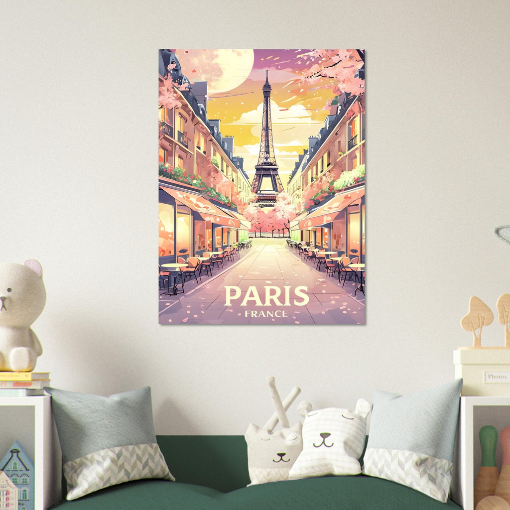 Paris Street Scene Wall Art - Eiffel Tower Sunset Print | Vibrant Parisian Cityscape Poster | Travel & Home Decor Gift