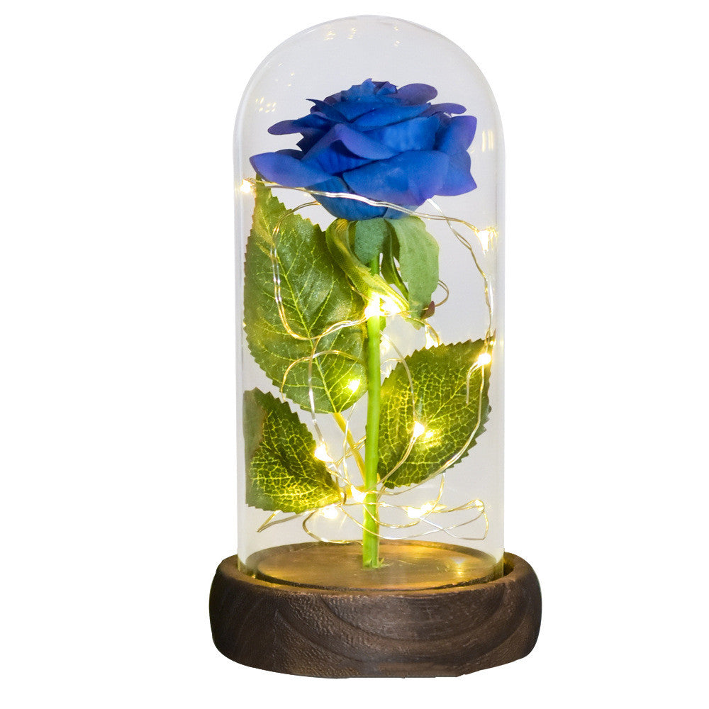 520 Valentine's Day Gift Eternal Life Emulational Rose Flower Glass Cover DIY
