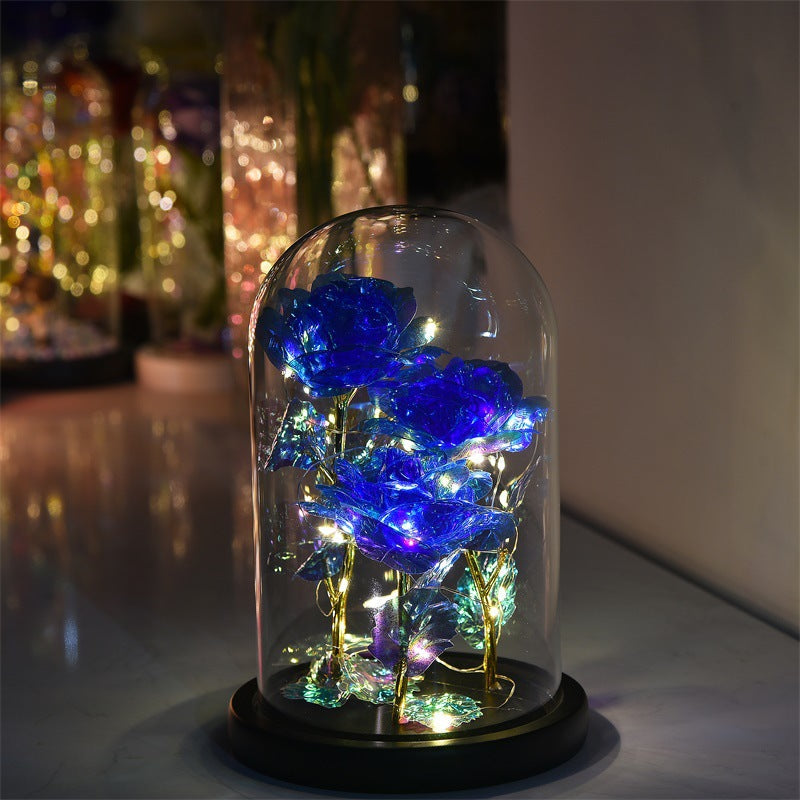 24k Gold Foil Rose Glass Cover Luminous Valentine's Day Christmas Gift