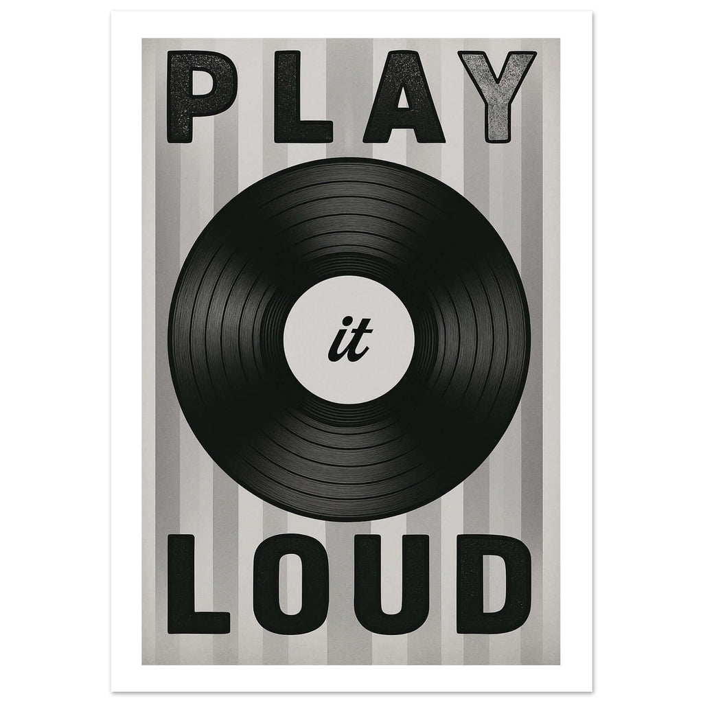 Play It Loud Vinyl Record Wall Art – Retro Music Poster for Studio & Home Decor