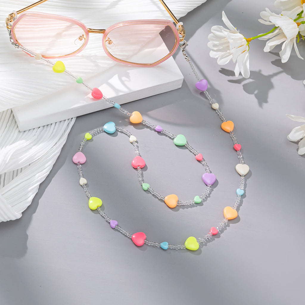 Candy-colored Acrylic Pearl Eye Pendant Chain, Butterfly Five-pointed Star Heart Neck Pendant Glasses Chain