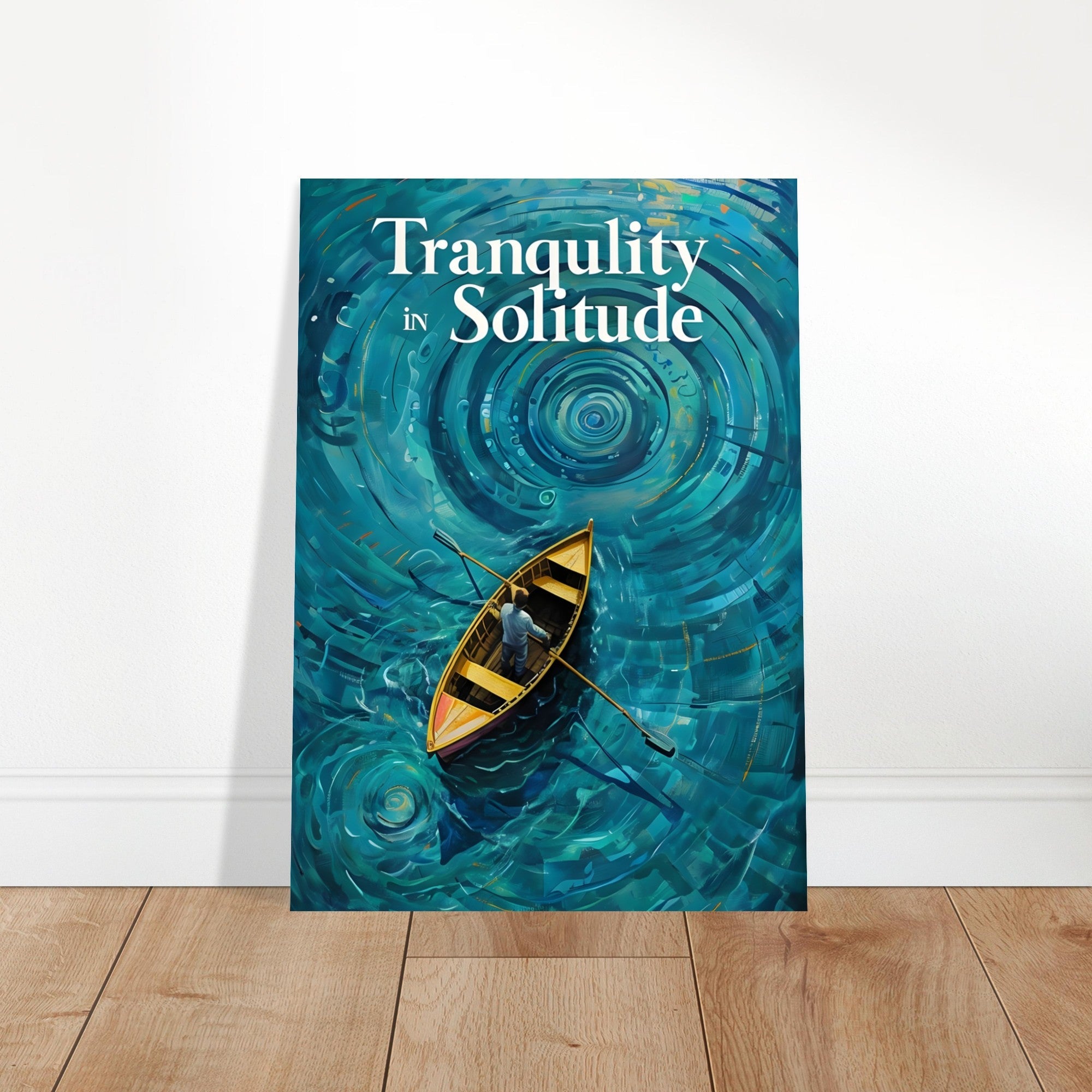 Surreal Boat Poster - Tranquility in Solitude - Stunning Teal Art Print