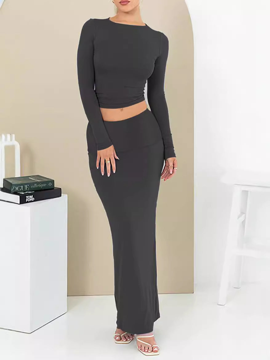 Women's Autumn Pure Color Comfort Slim Fit Two-piece Suit