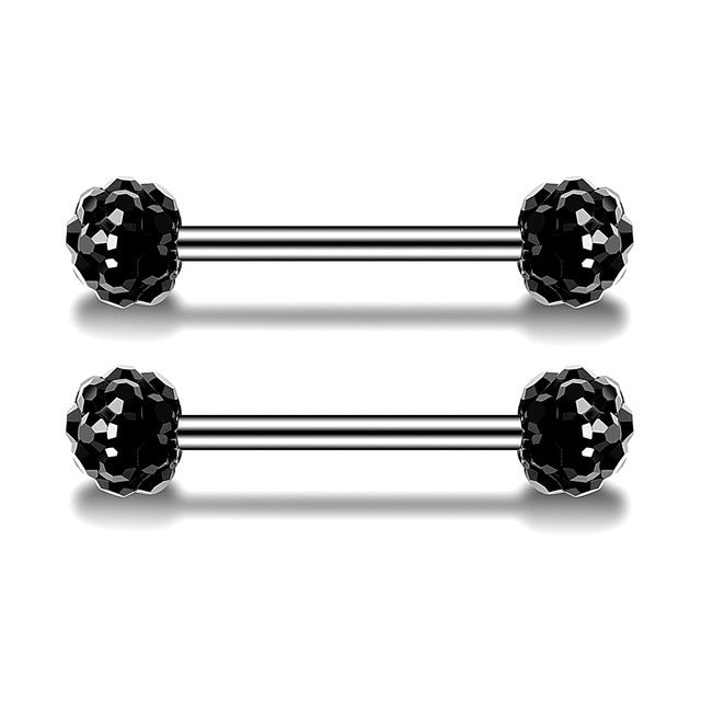 Black Full Drill Ball Straight Wings Heart Shaped Body Piercing Jewelry