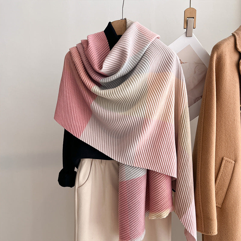 Women's Multicoloured Crinkled Cashmere All-Matching Shawl