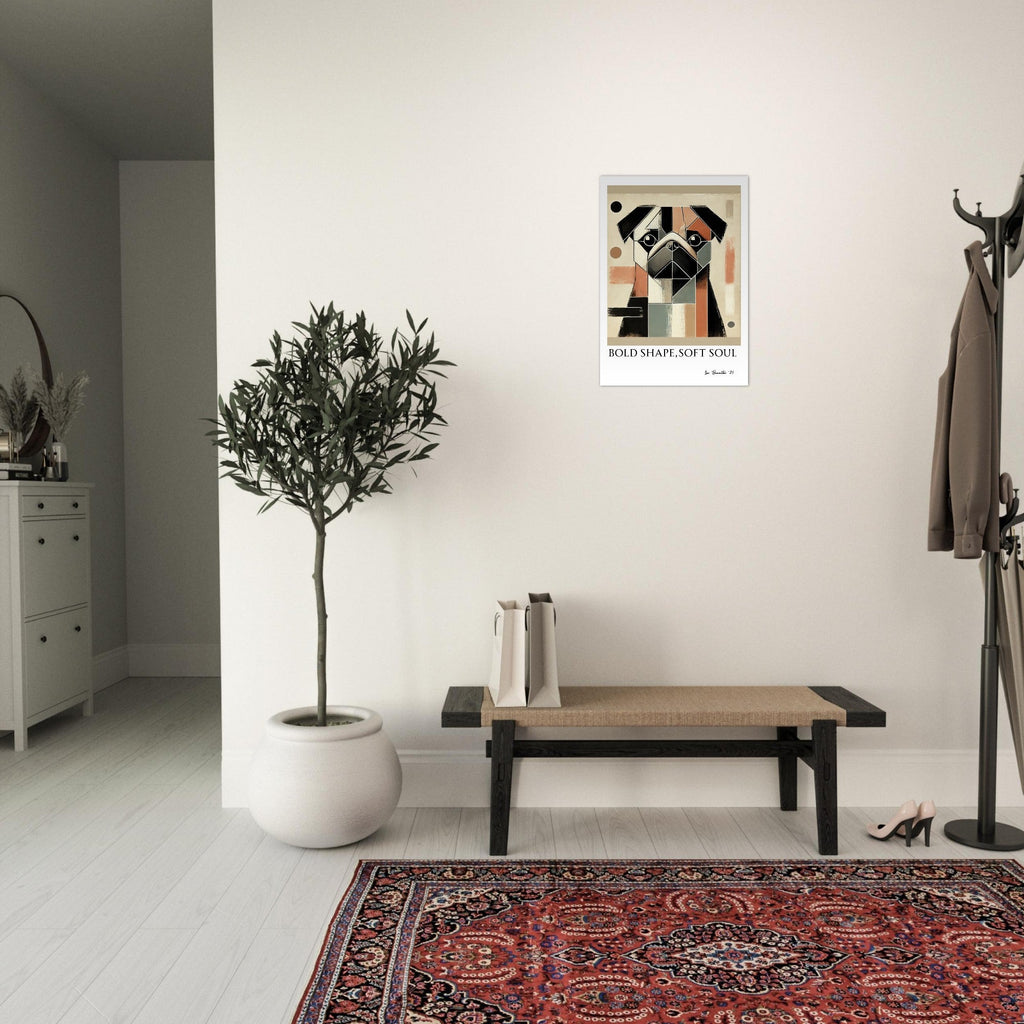 Modern Abstract Pug Poster – Geometric Dog Wall Art | “Bold Shape, Soft Soul”