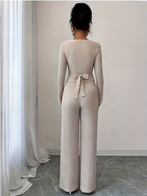 New Relaxed-fit Figure-flattering Knit Casual Two-piece Set With A Sexy Vibe