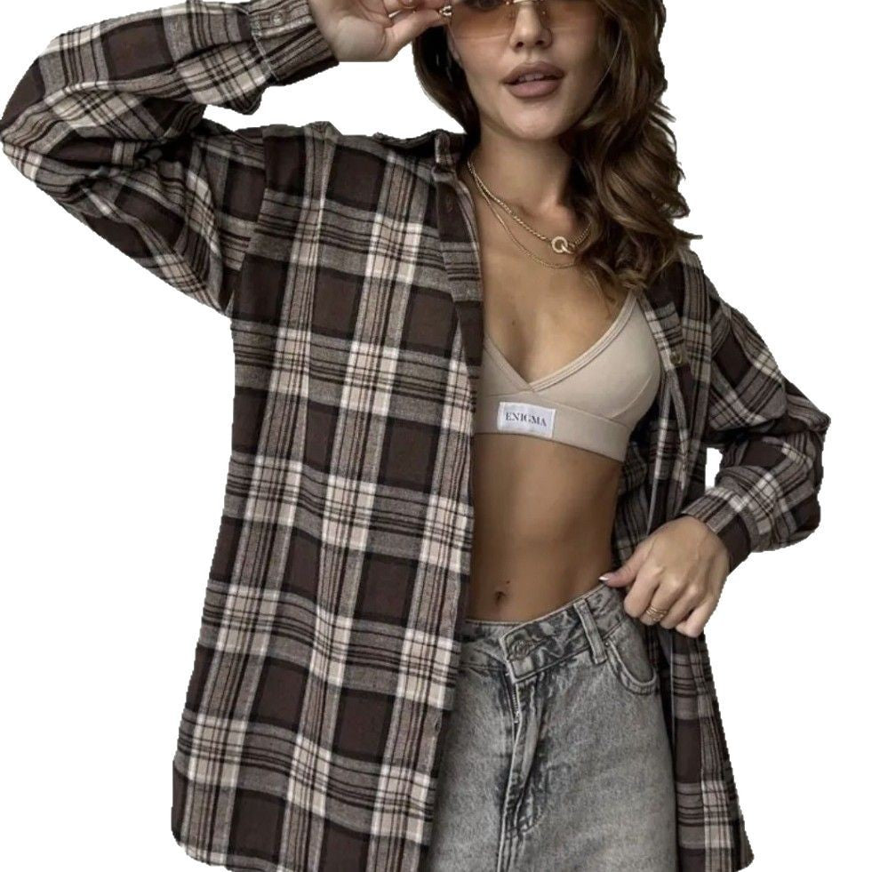 Shirt Women's Retro Style All-matching Striped Long Sleeve