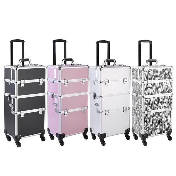 3 in 1 Aluminum Cosmetic Makeup Case Tattoo Box Silver