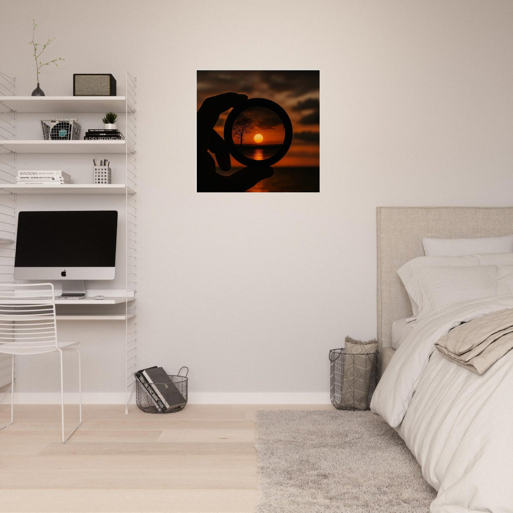 Sunset Through Camera Lens Wall Art – Photography Inspired Scenic Poster