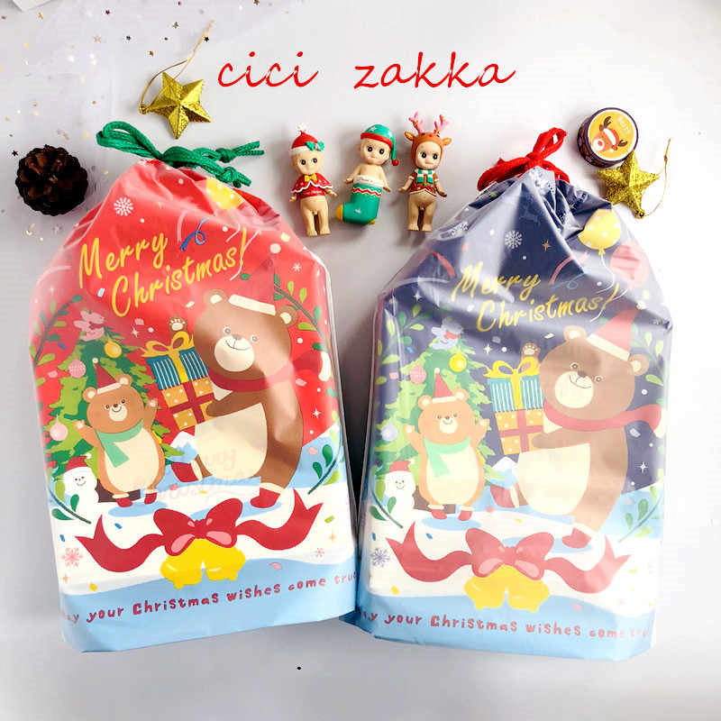 Japanese Style Christmas Drawstring Bear Bag