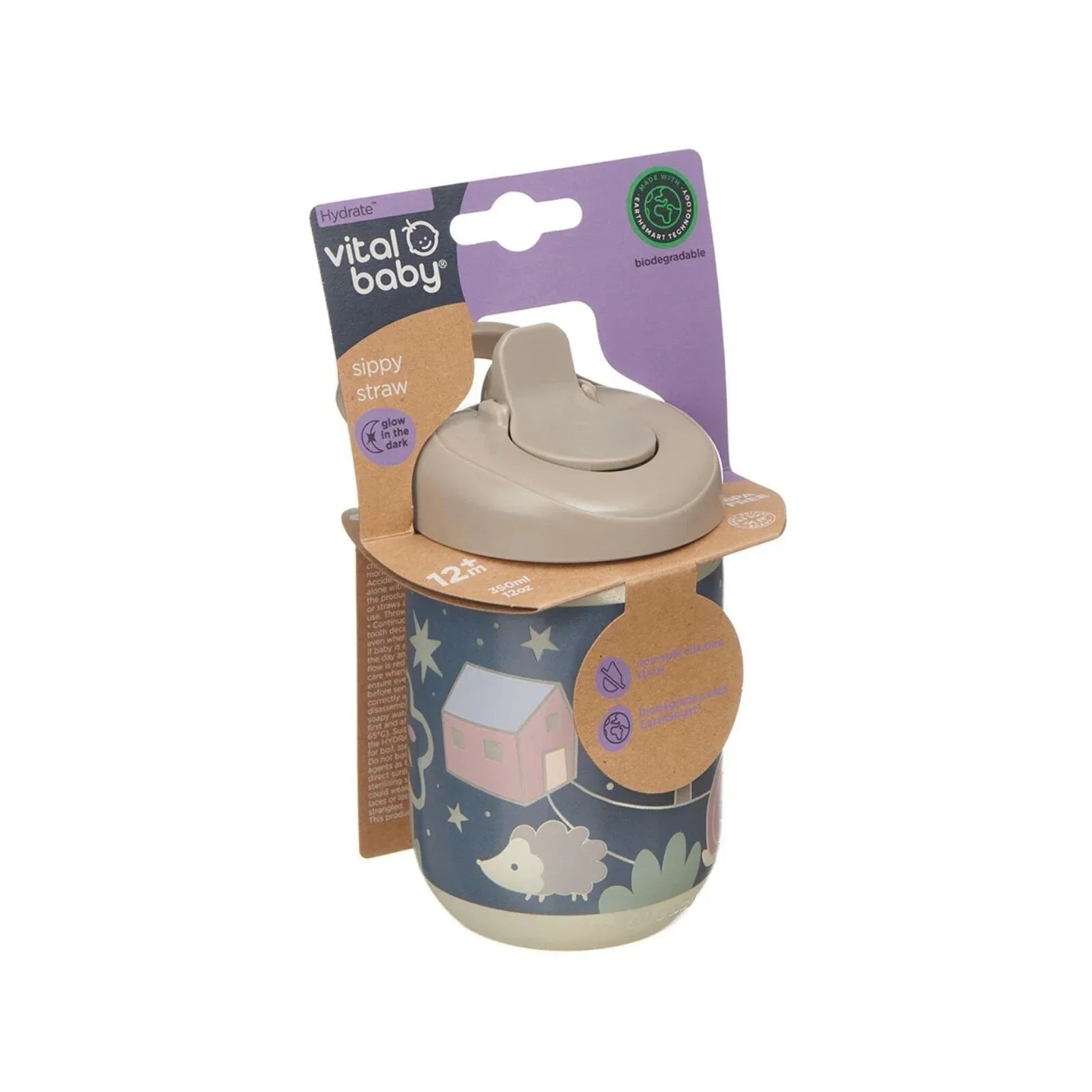 Vital Baby Hydrate Sippy Straw Cup 350ml - Woodland Glow