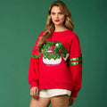 Women's Christmas Sequined Round Neck Top Casual Sweatshirt