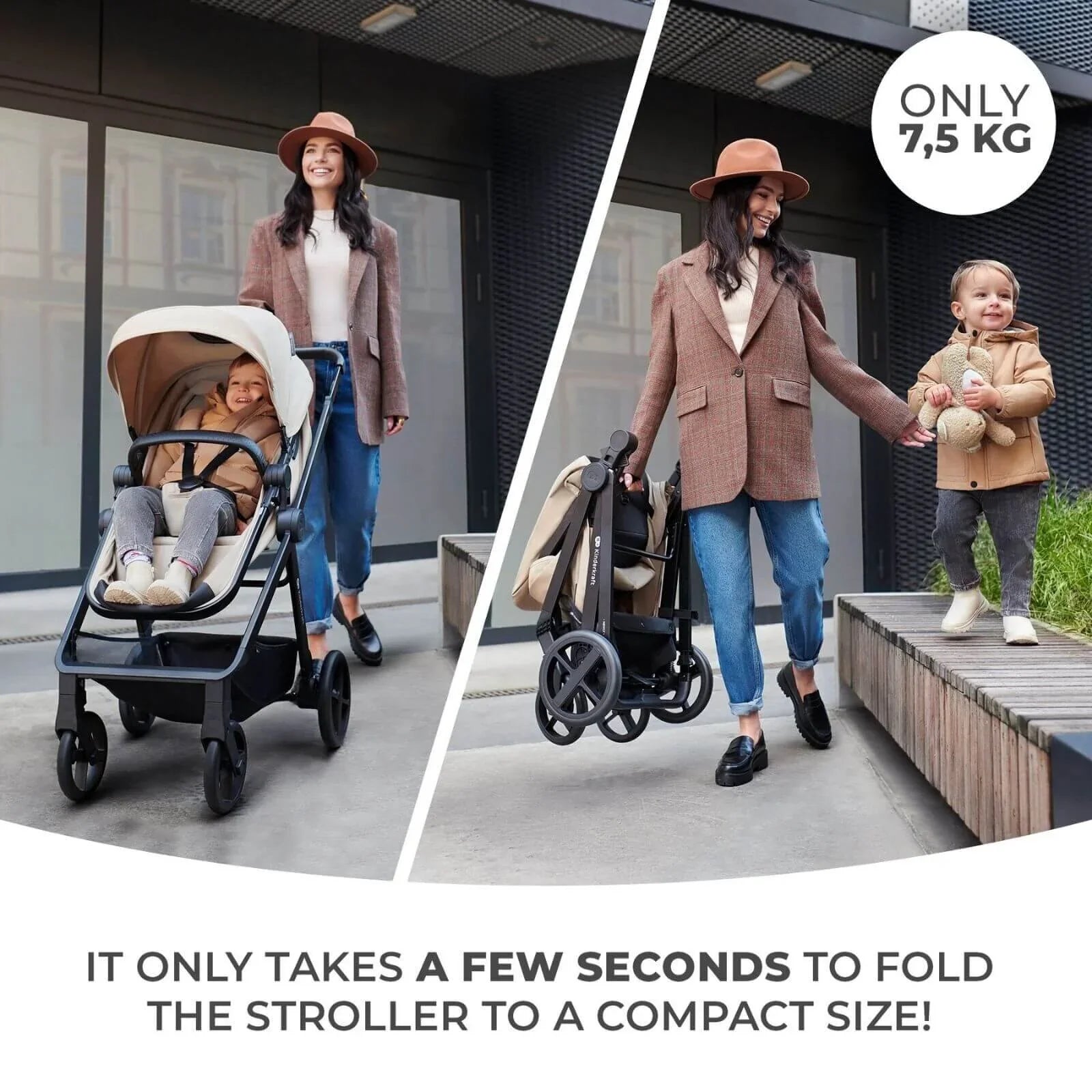 Kinderkraft Newly Mink Pro 4-in-1 Travel System - Sand Beige