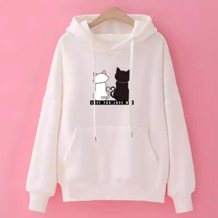 Cartoon Hoodie - Cozy Korean Loose Fit Top with Velvet Lining