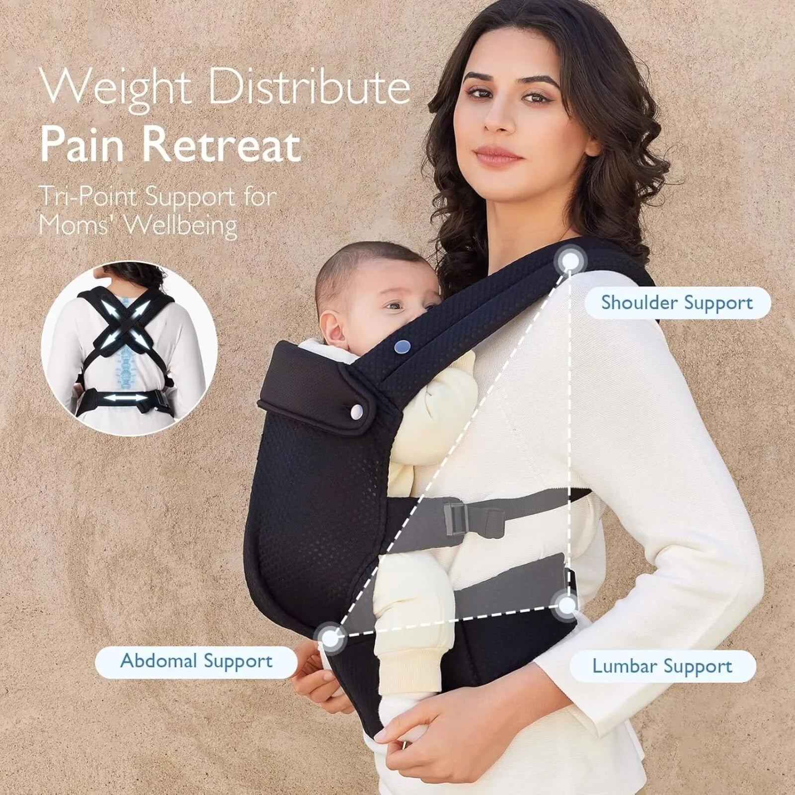 Momcozy Baby Carrier Newborn to Toddler Air Mesh - Black