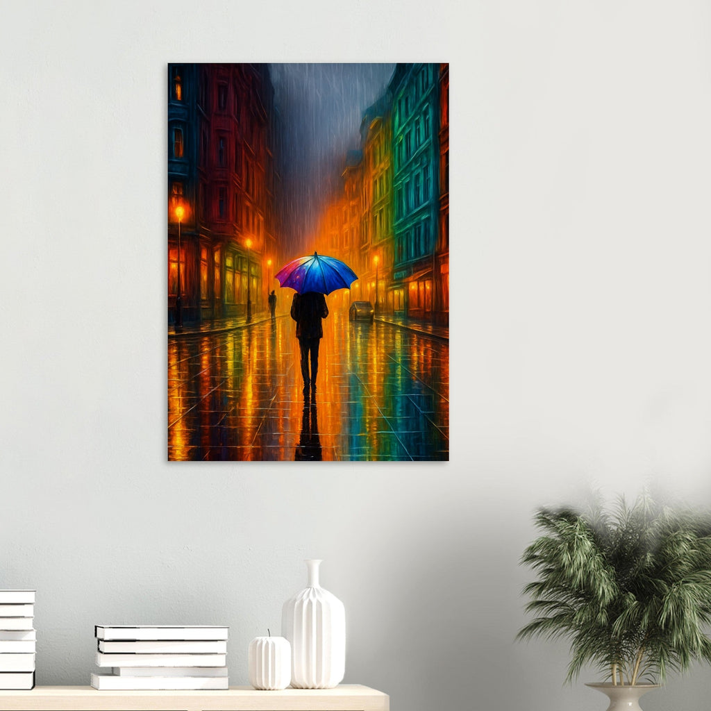 Reflections in the Rain Wall Art – Moody Urban Street Scene Poster