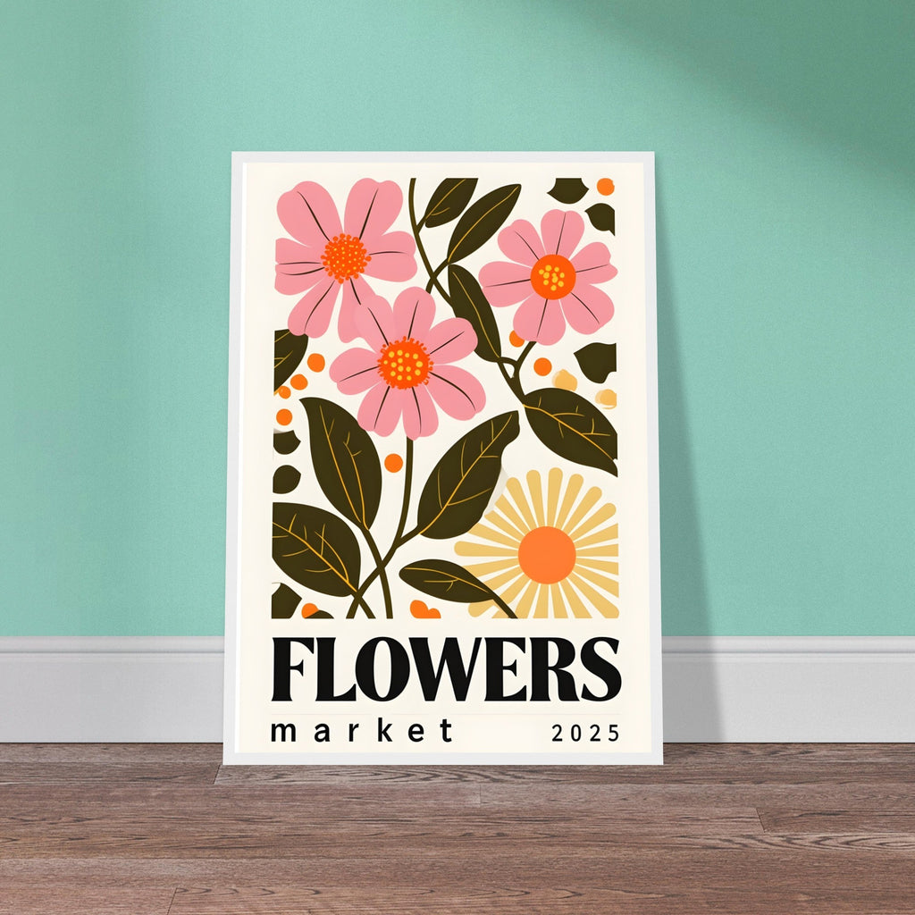Minimalist Flower & Typography Framed Poster – Modern Floral Wall Art