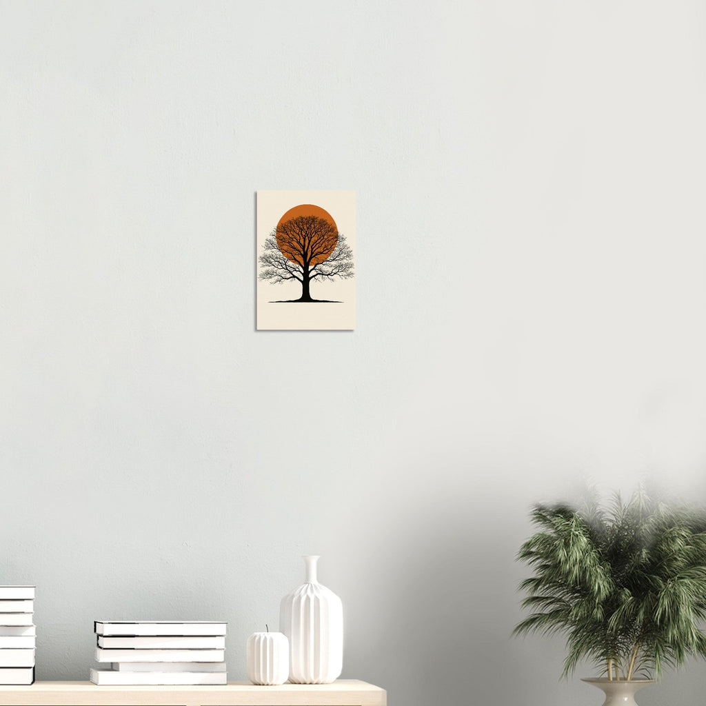 Oak Tree Sunset Wall Art – Minimalist Botanical Print, Earth Tone Nature Decor