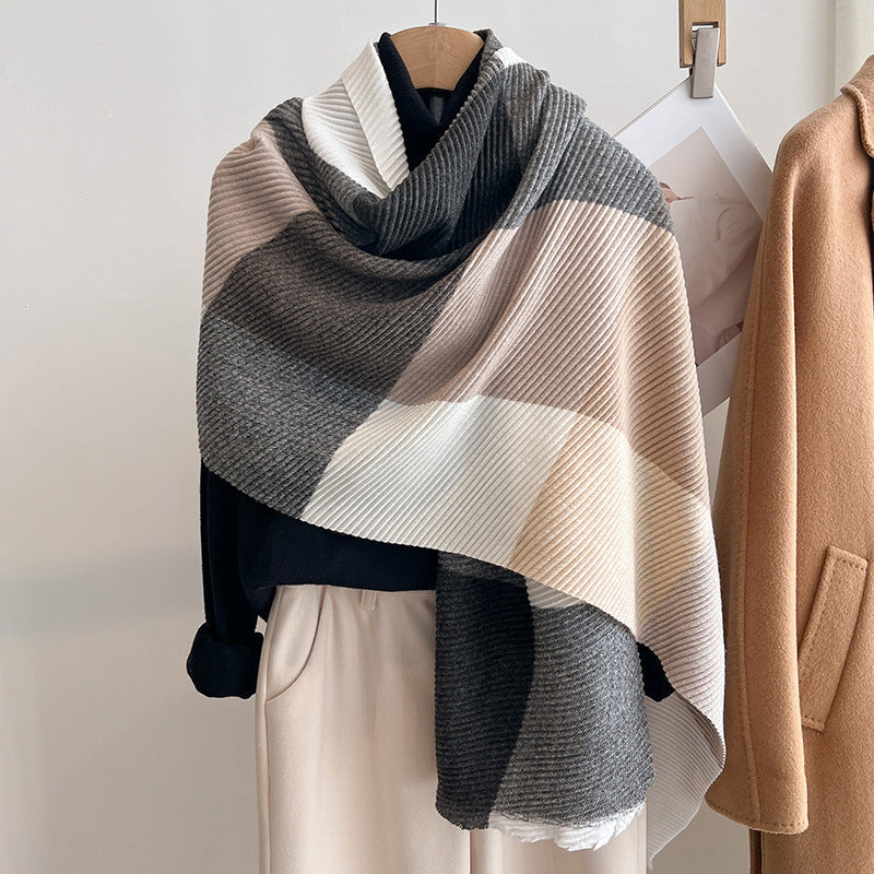 Women's Multicoloured Crinkled Cashmere All-Matching Shawl