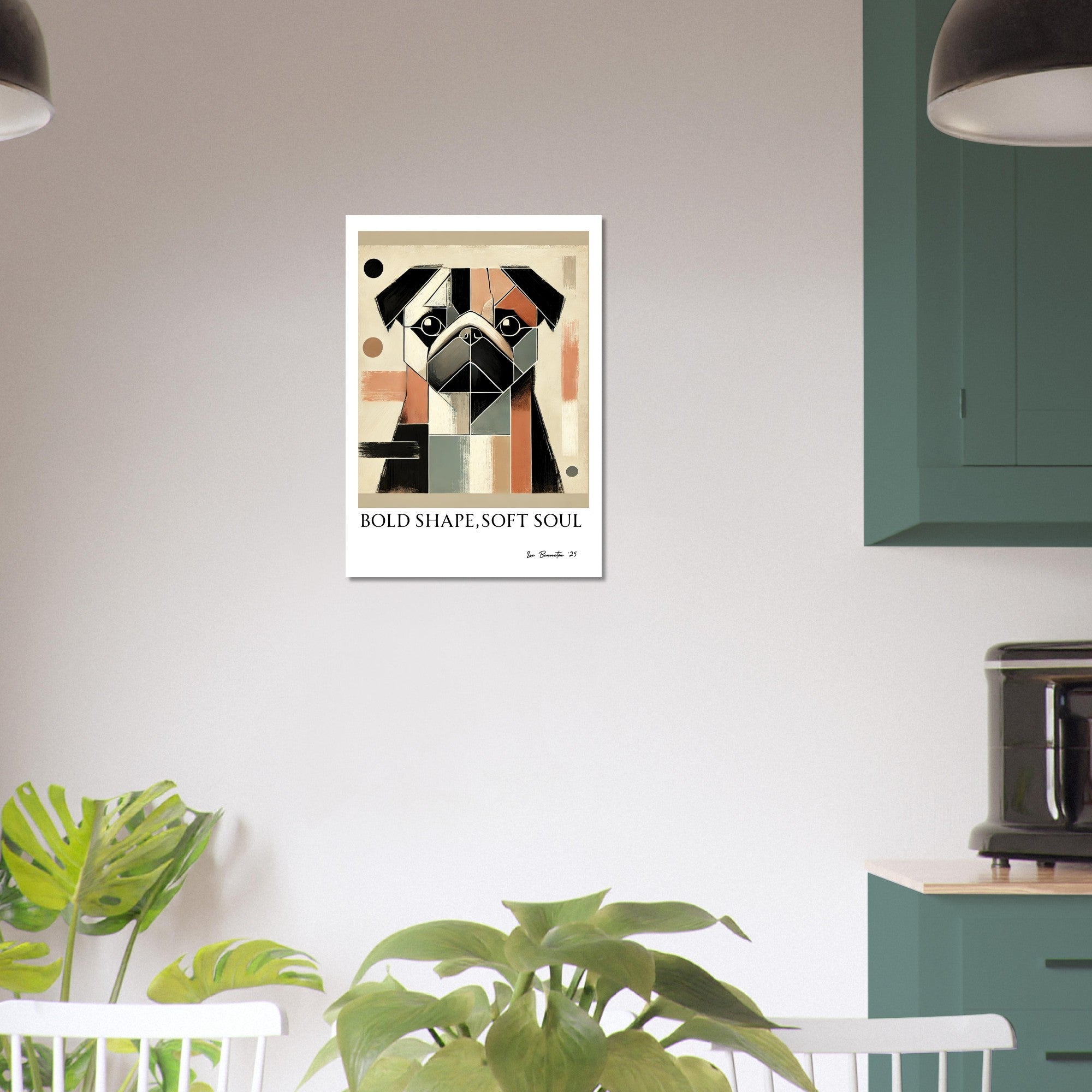 Modern Abstract Pug Poster – Geometric Dog Wall Art | “Bold Shape, Soft Soul”