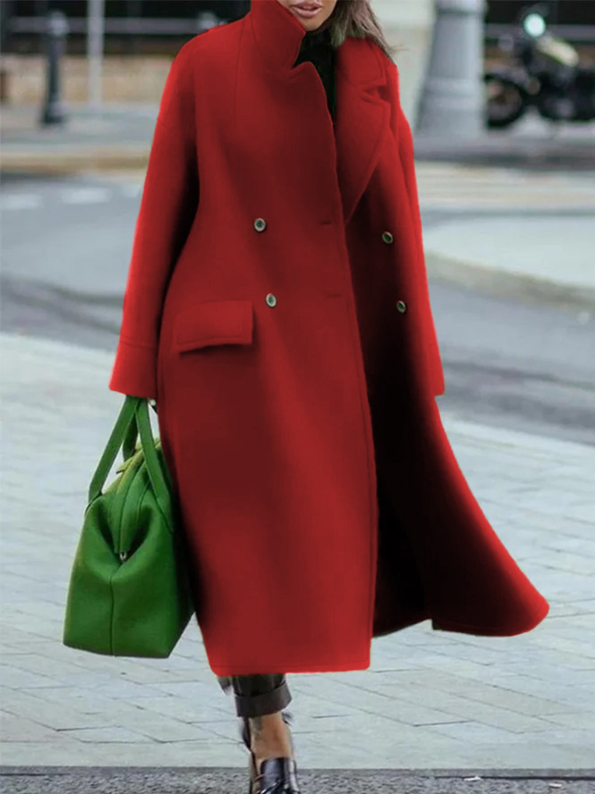 Long Woolen Coat Solid Color Temperament Commuting