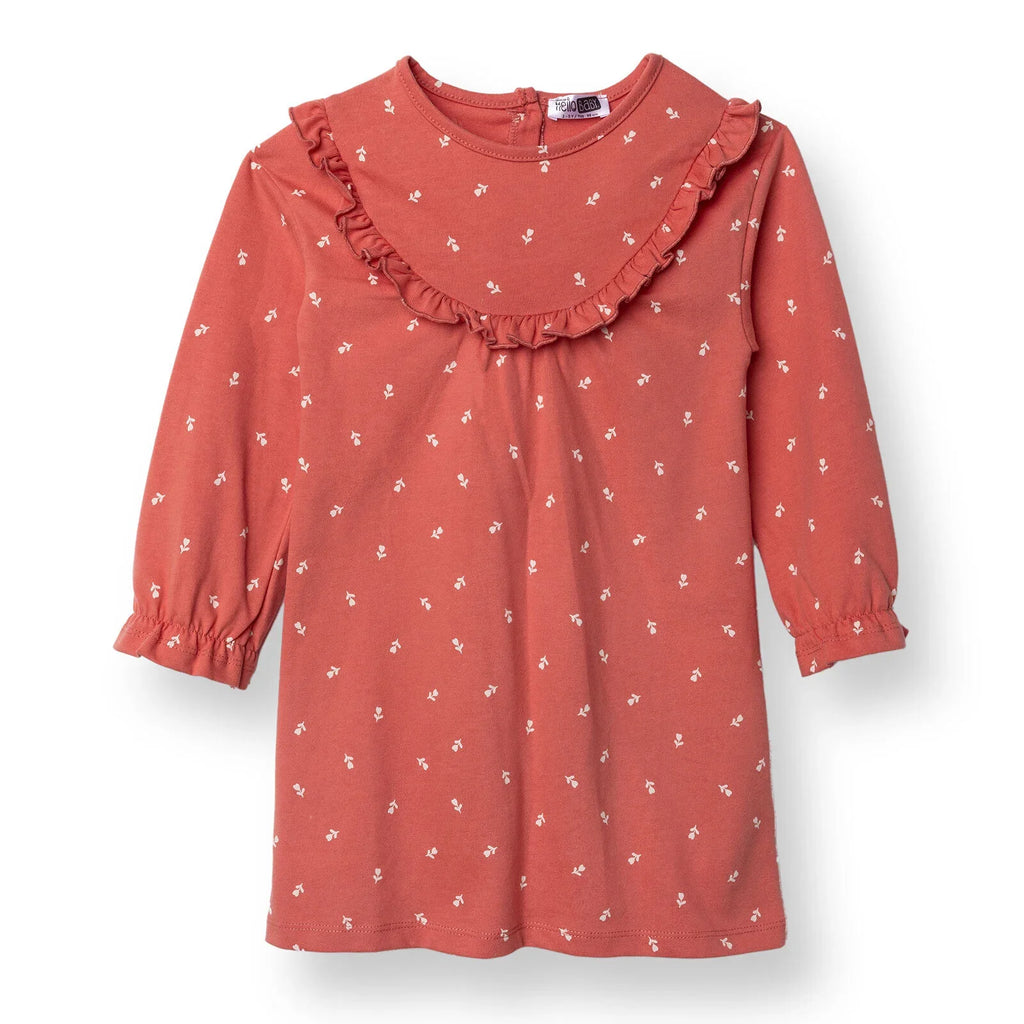 HelloBaby Winter Cherry Dress - Coral Printed