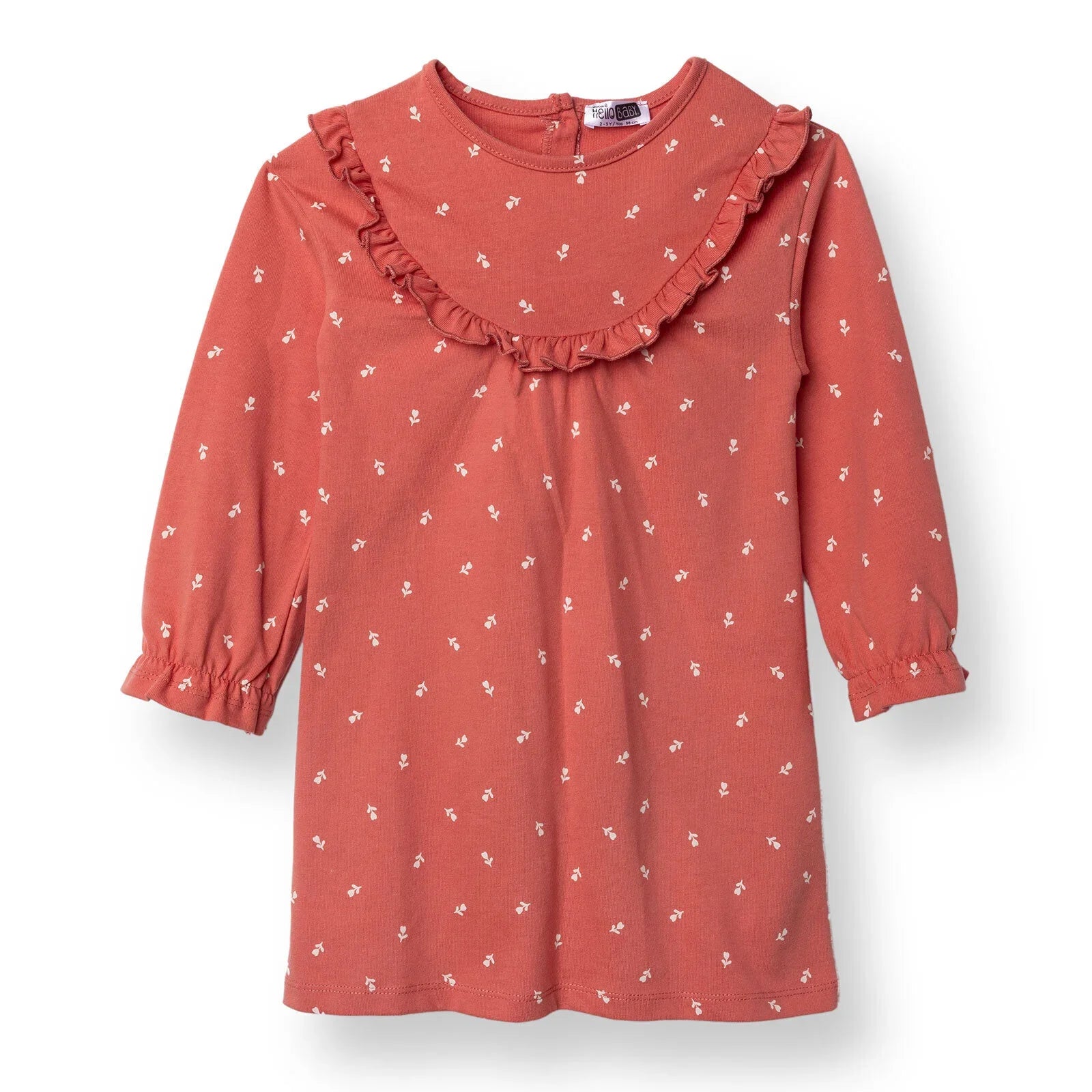 HelloBaby Winter Cherry Dress - Coral Printed