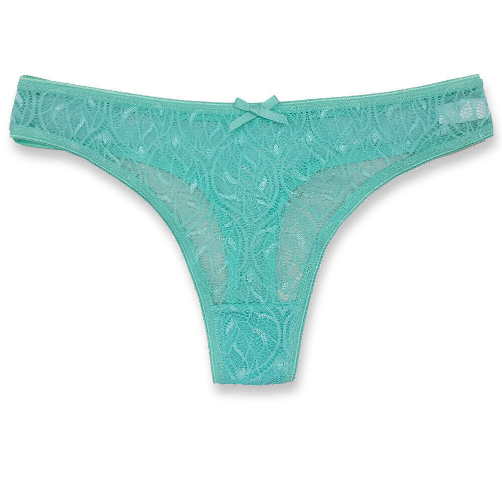 6 Pack Womens Sexy Lace Underwear Ladies Cotton Thongs G-String Knickers Briefs